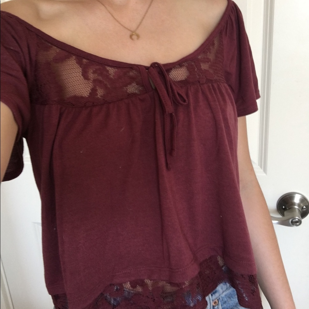 Lacey maroon wide neck top