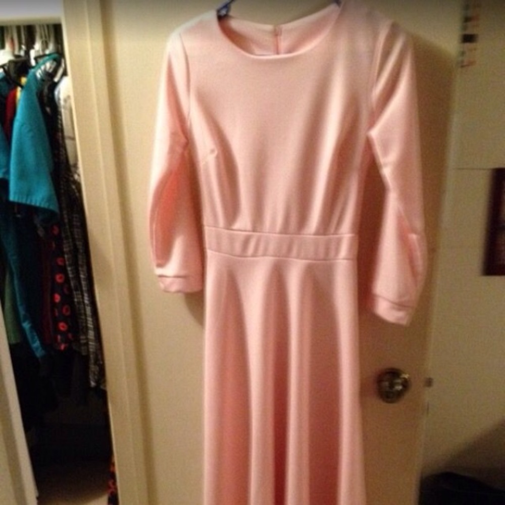 Bubble gum Pink long sleeve ankle length dress