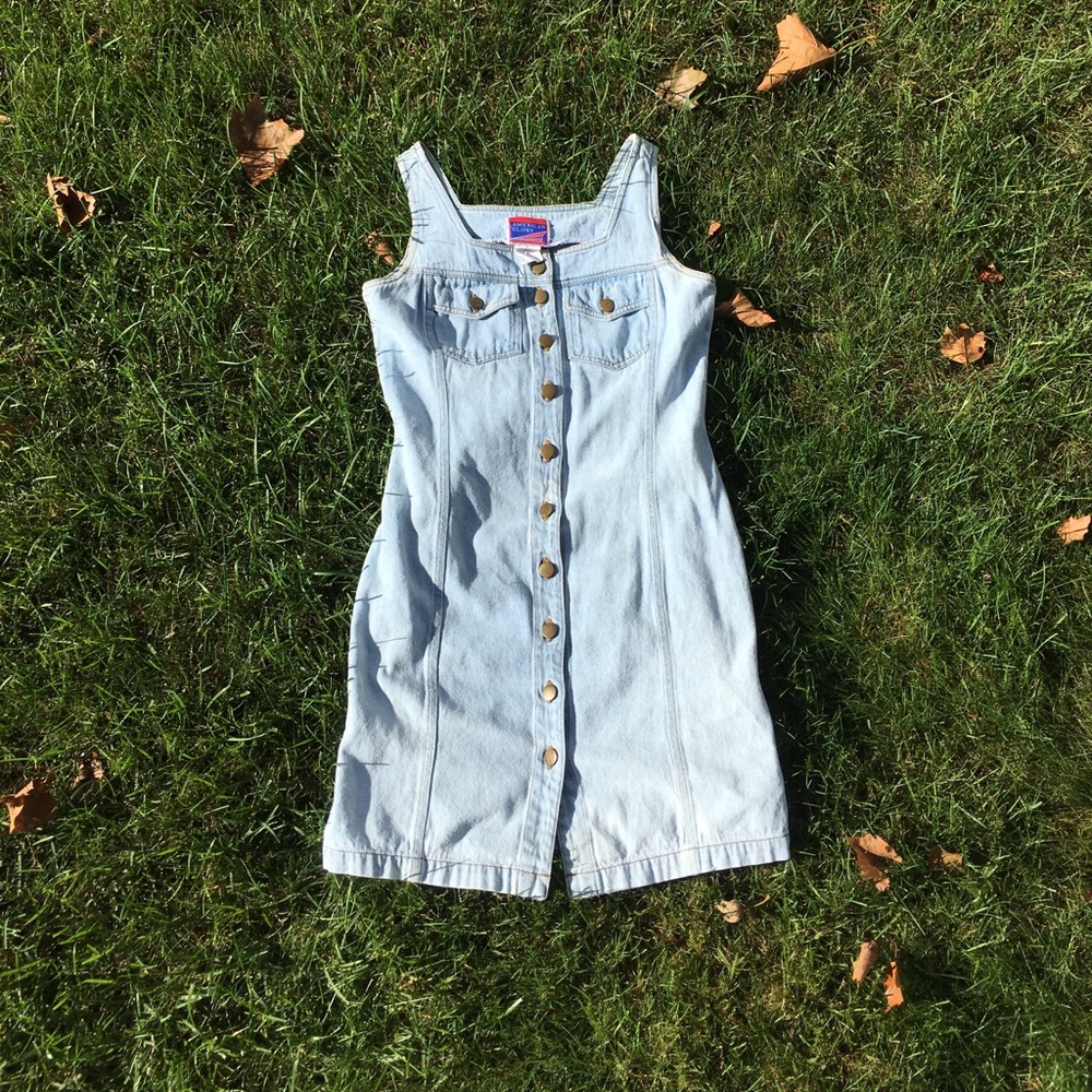 Vintage button up denim surf dress