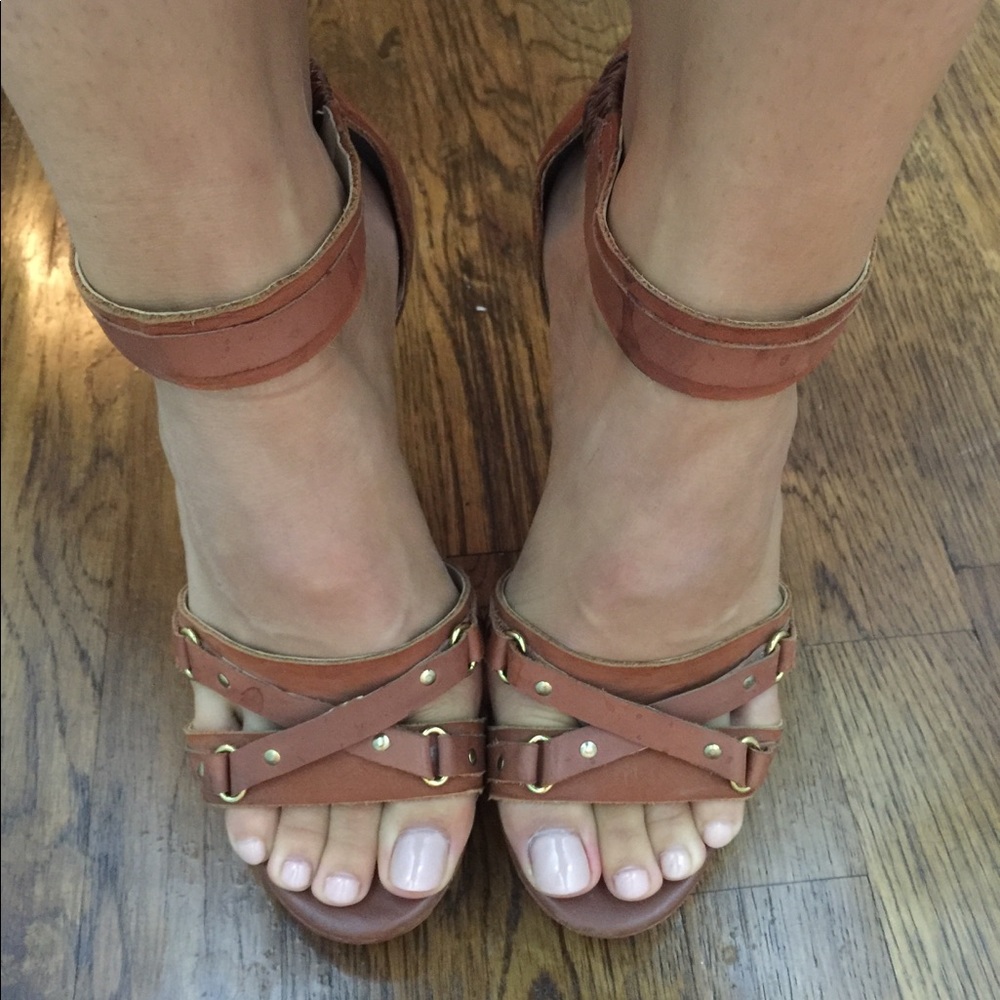 Lanidor Leather Cognac Brown High Heel Sandals