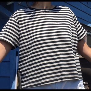 White and black striped t shirt
