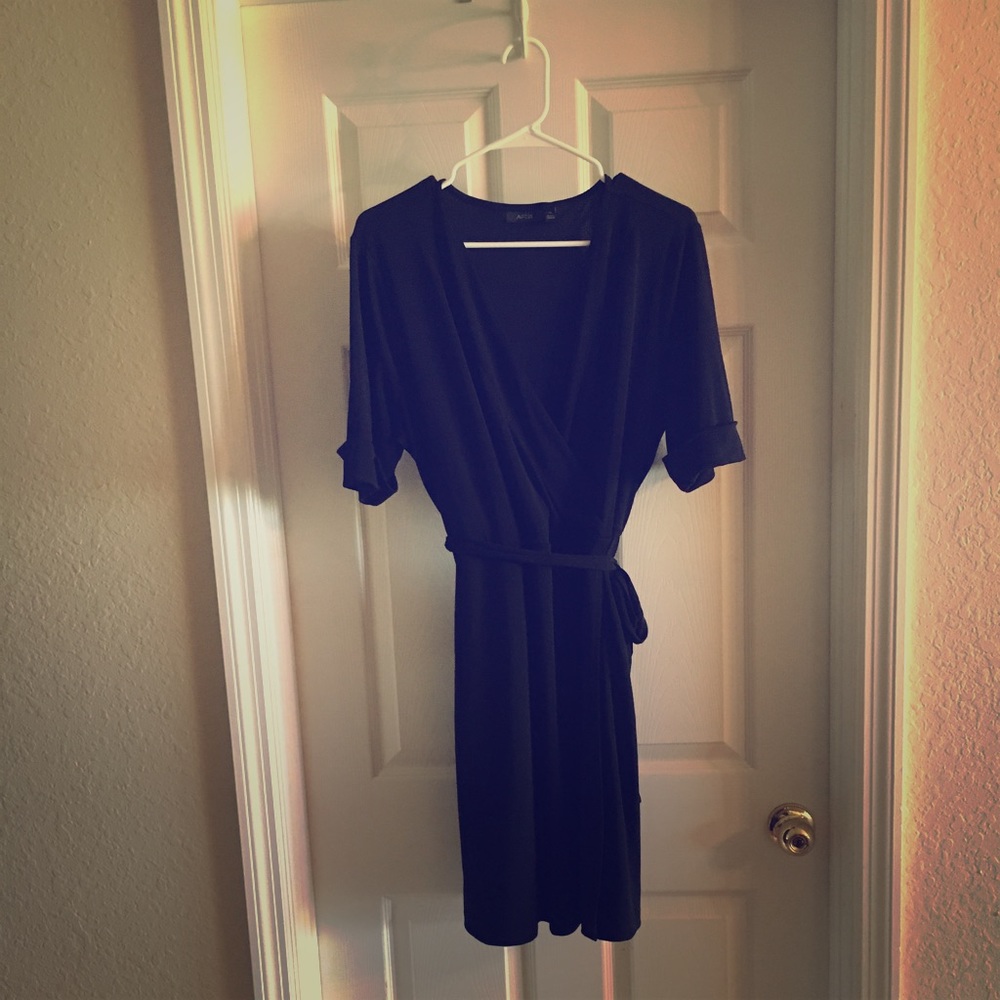 Black dress with wrap tie