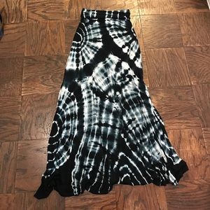 Fold over tiedye maxi skirt