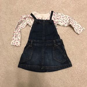 Tea Collection Denim Jumper & Flower Onsie