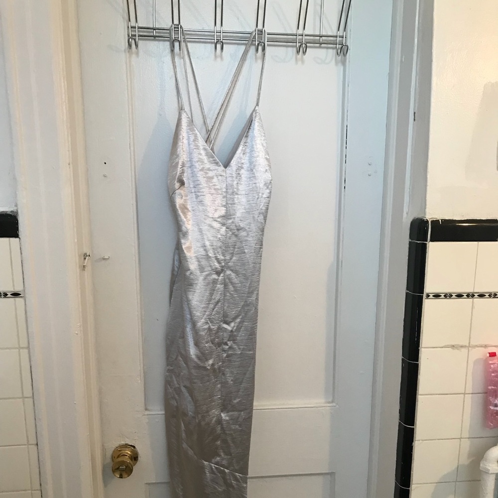 SILVER SLIP MAXI DRESS (NWT)