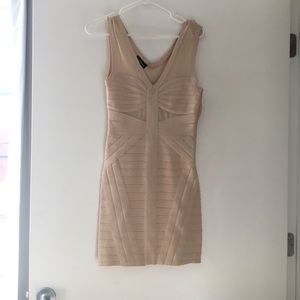 BEBE Bandage Dress in Nude- S