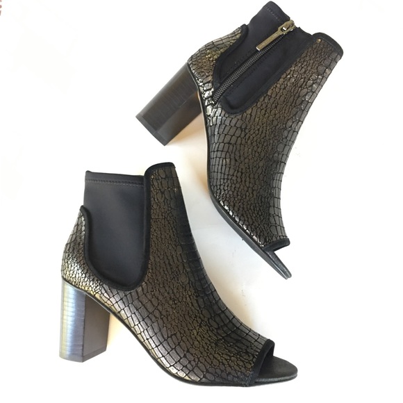 NEW DONALD J PLINER croco ankle open toe boots 6.5 - Picture 2 of 8