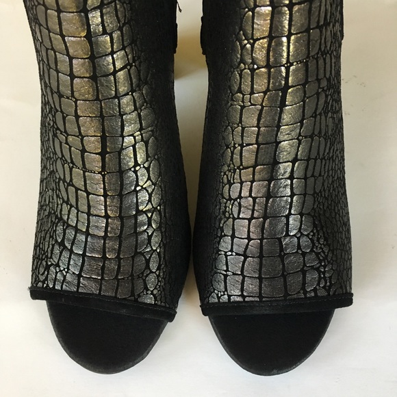 NEW DONALD J PLINER croco ankle open toe boots 6.5 - Picture 6 of 8