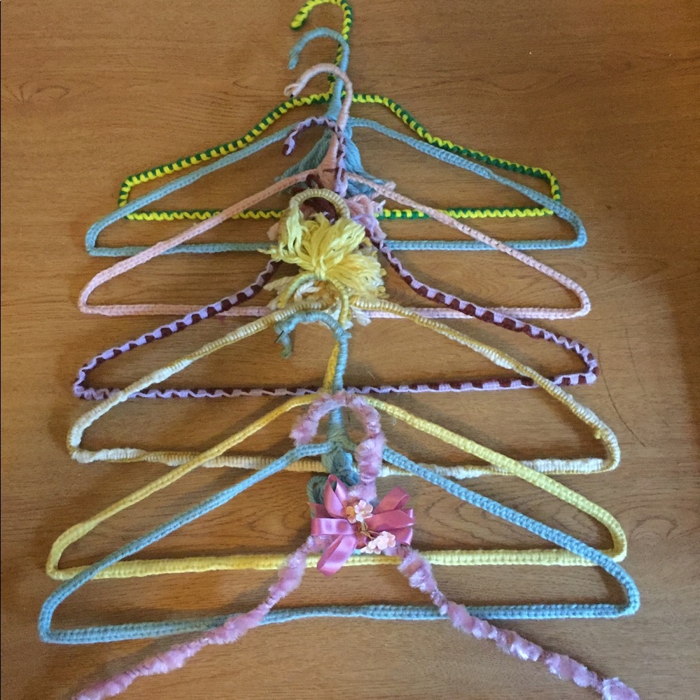 Vintage Crocheted Wire Hangers colorful and fun