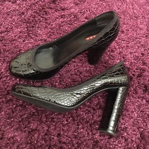 Black patent Prada heels