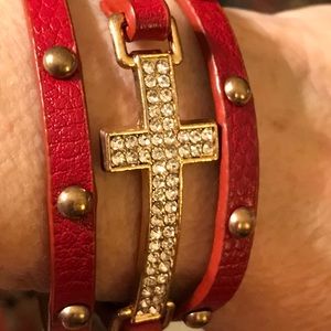 Red Studded Bling Wrap-around Bracelet