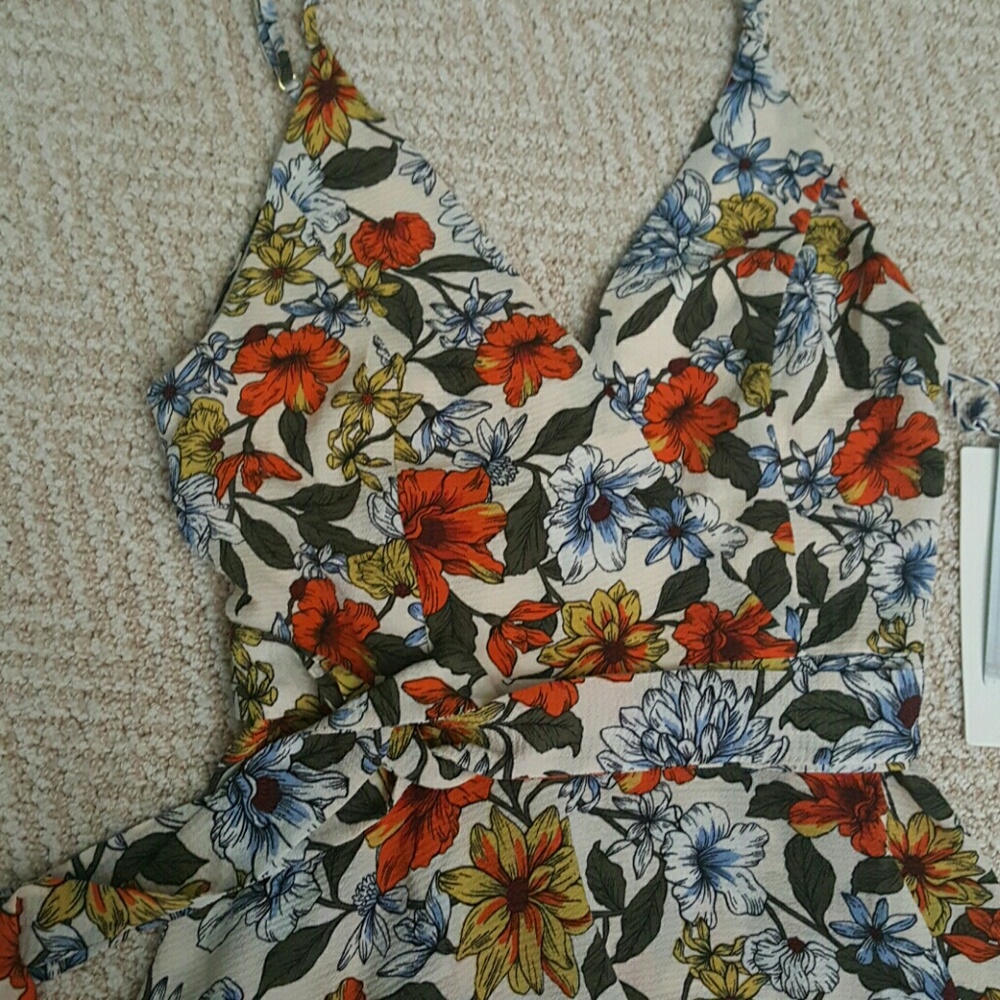 Boutique autumn orange yellow flower mini dress