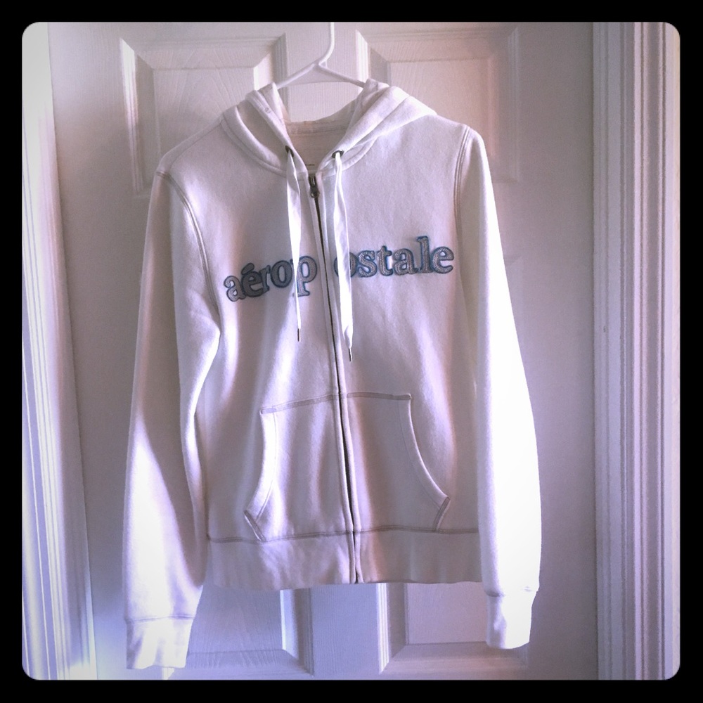 White Aeropostale zip up hoodie