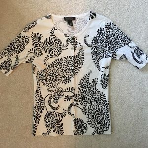 WHBM short sleeve cardigan with silver sequins.