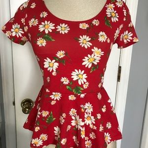 F21 floral, peplum top with ❤️ cutout