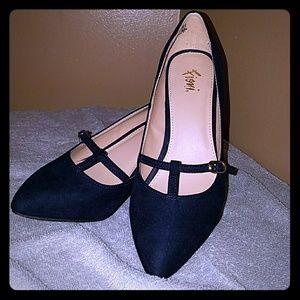 Women's navy blue suede heels