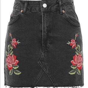 Topshop Rose Embroidered Skirt