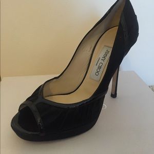 Jimmy Choo black open toe pumps