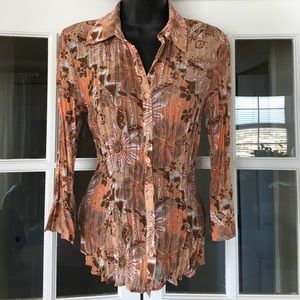 Peachy earth tones rusched blouse