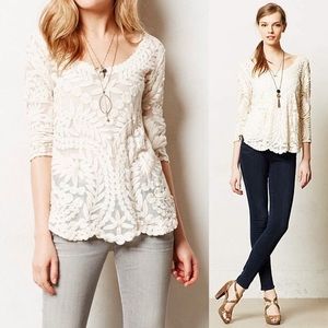 Anthropologie Cream Lace Top