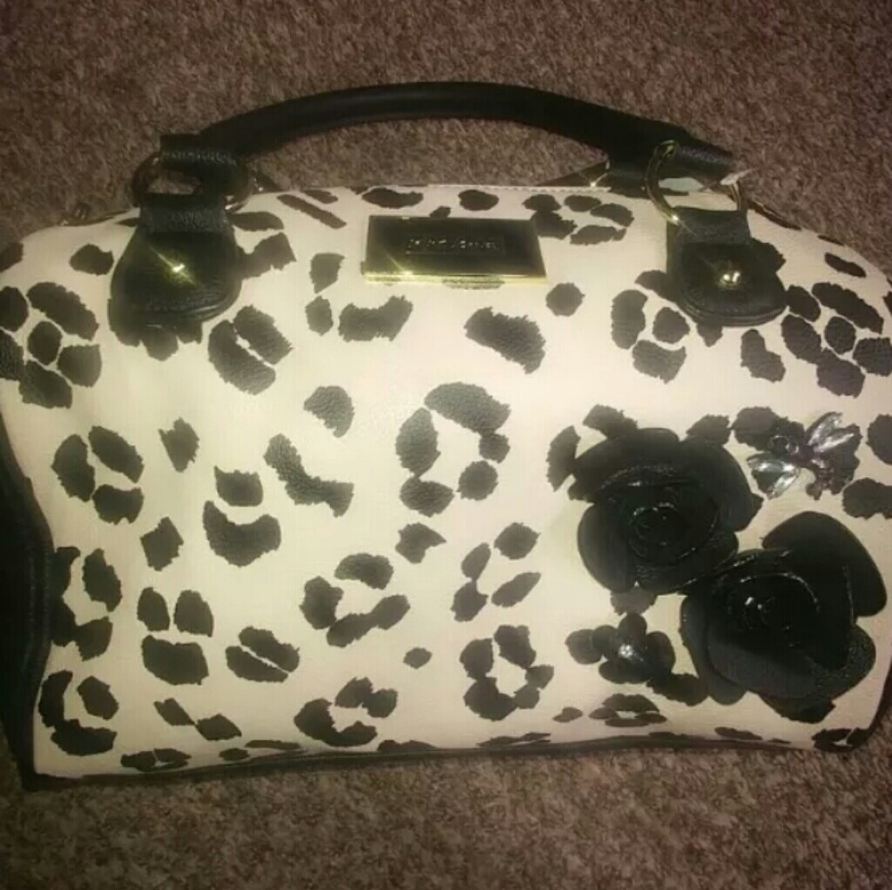 BETSEY JOHNSON CHEETAH BLING SATCHEL