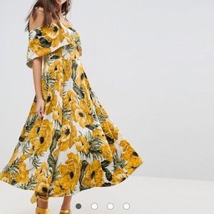 ISO: ASOS Golden Floral Bardot Midi Dress!! Sz 10!