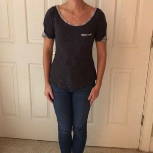 Anthropologie Little Yellow Button- Navy Tee