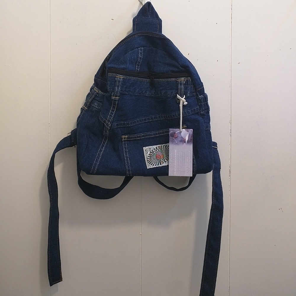 Small Up cycled Blue Jean Backpack