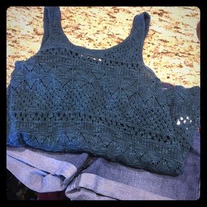 Knit Tank, Blue Size Small