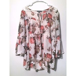Ivory chiffon floral top