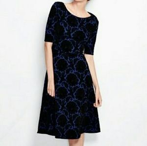 Blue/Black Flocked Damask Holiday Dress 18 TALL