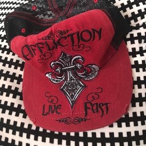 Affliction red and black cap
