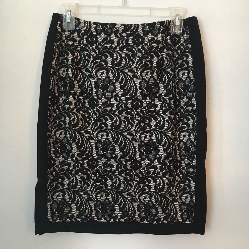Black & White Lace Pencil Skirt