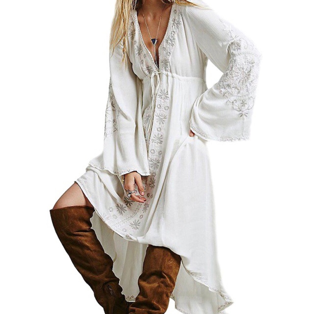 Beautiful white and gray boho dress