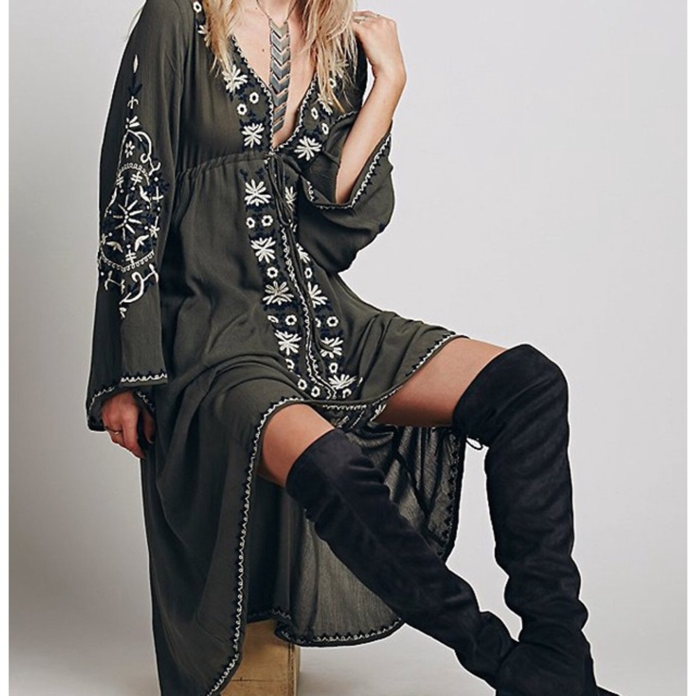 Beautiful olive green boho dress