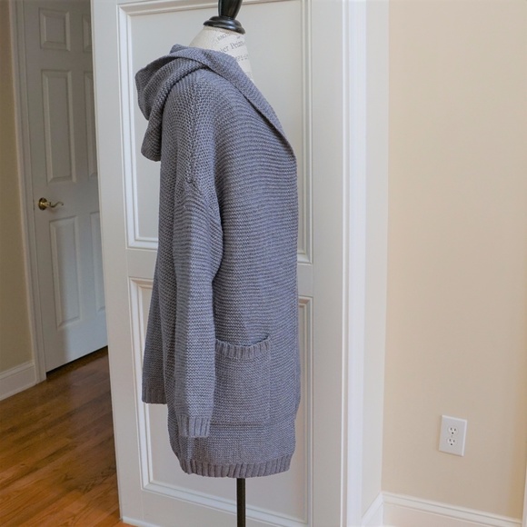 Long Chunky Knit Sweater Coat New Grey S M L - Picture 7 of 8
