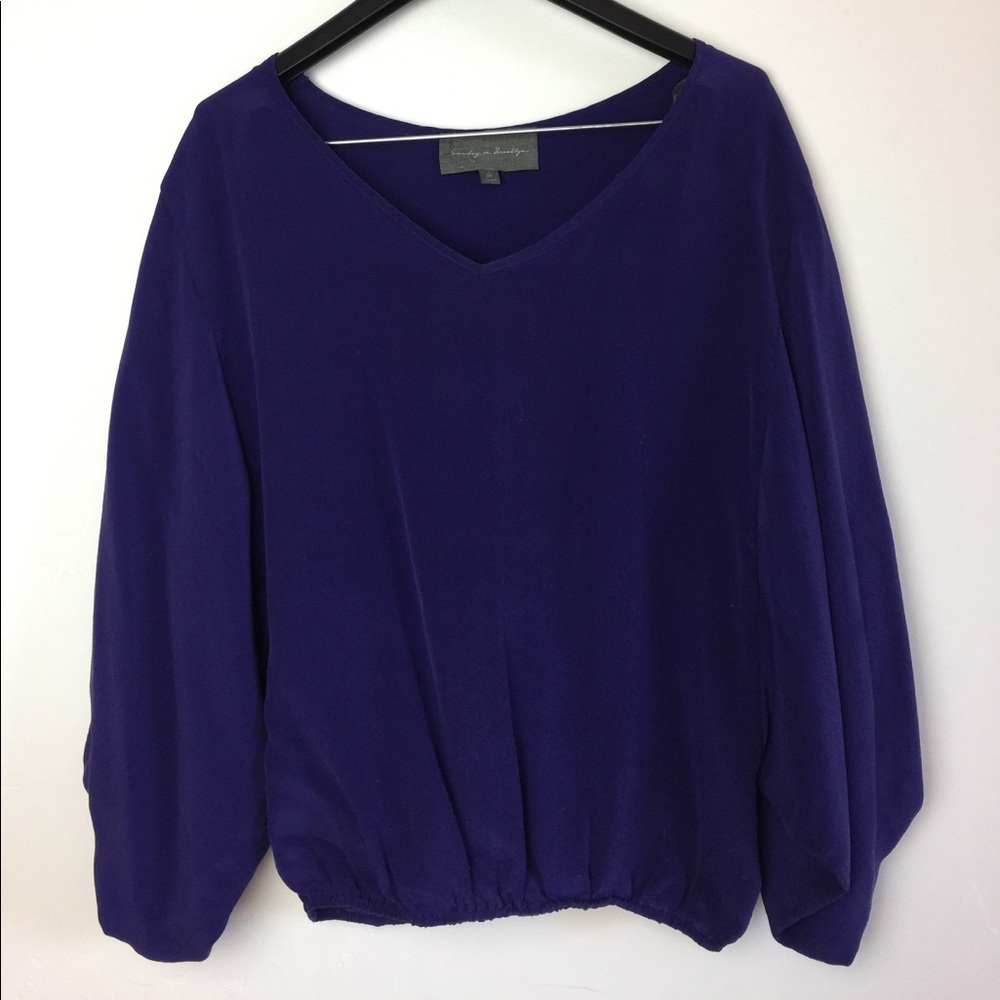 Sunday in Brooklyn 100% silk colbalt blouson top