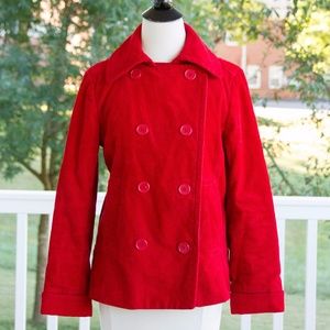 Gap Red Corduroy Pea Coat M