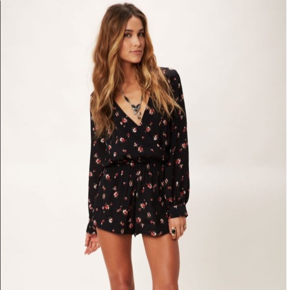 Blu Moon Boho Romper- Black Floral Print