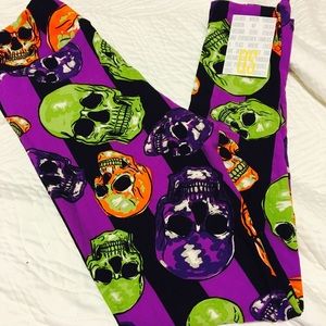 LuLaRoe OS Halloween Skulls Leggings