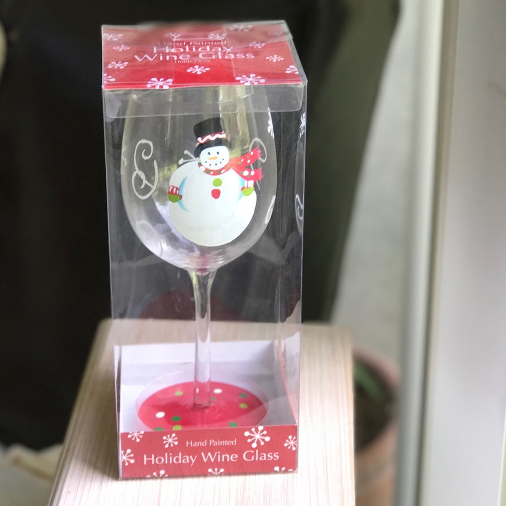 Christmas Hand Painted Wine Glass