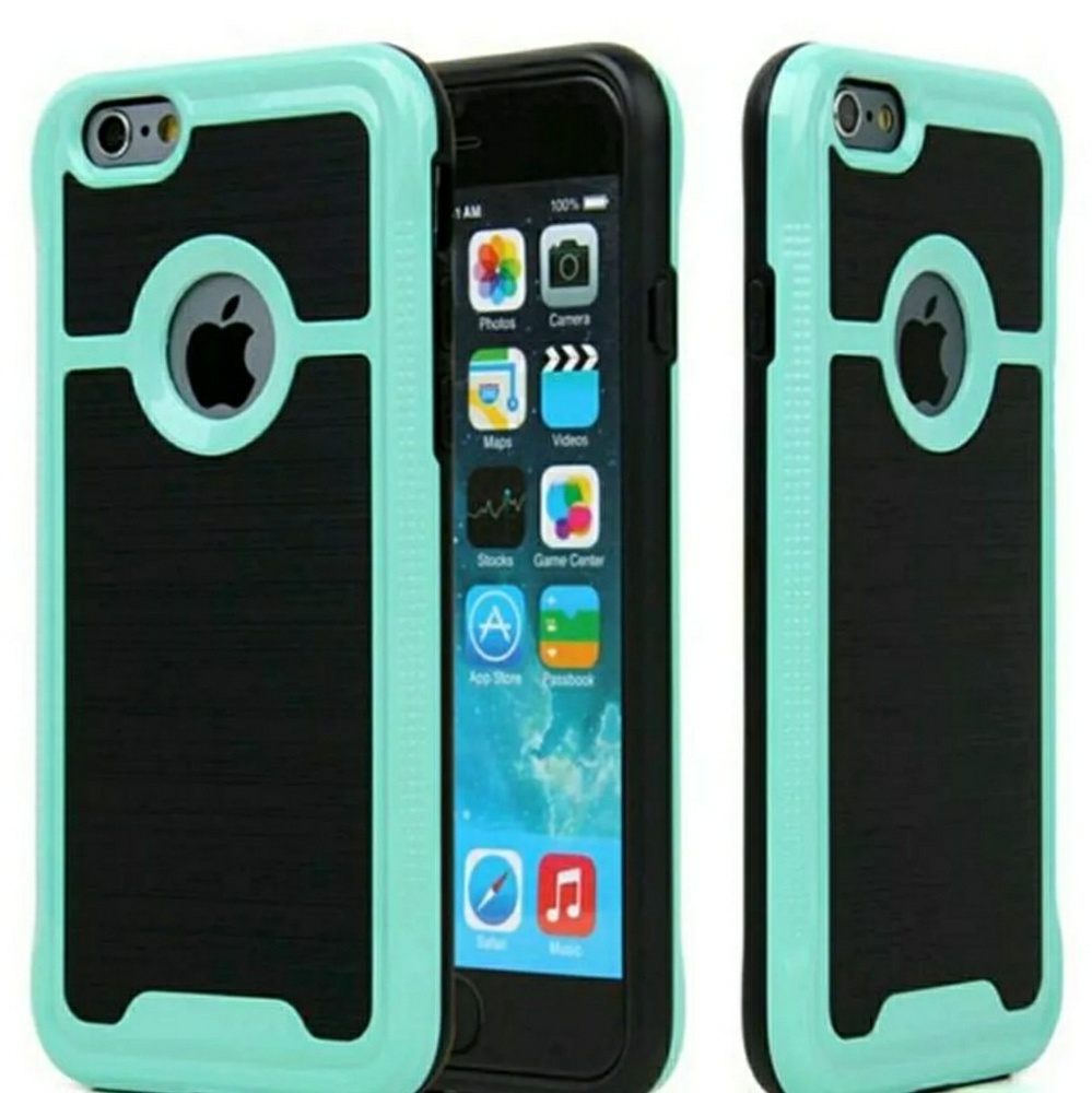 Iphone teal and black hybrid phone case