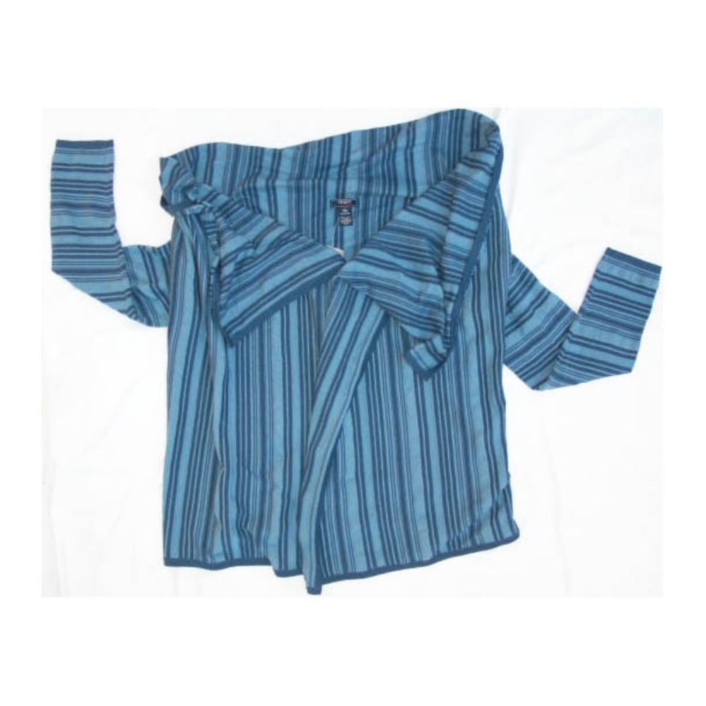 CHAPS  Blue Striped Shawl-Style Blazer Size LARGE