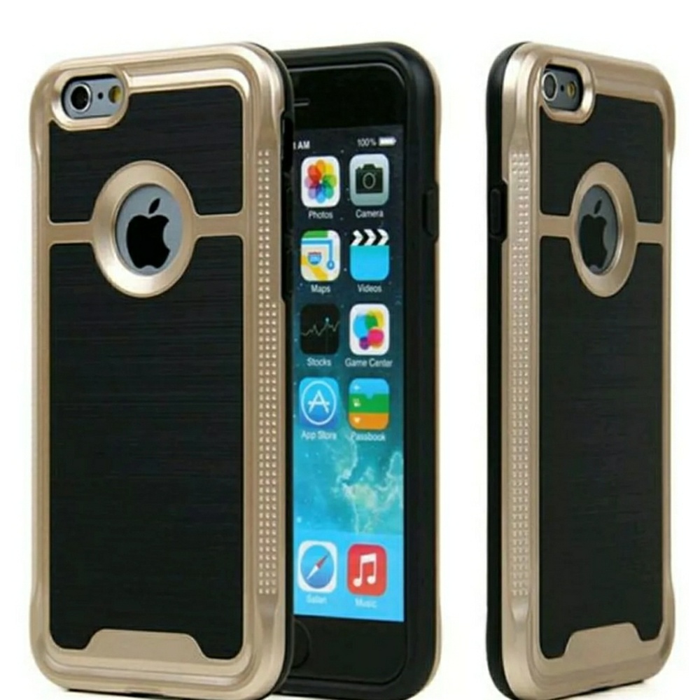 Iphone gold and black hybrid phone case