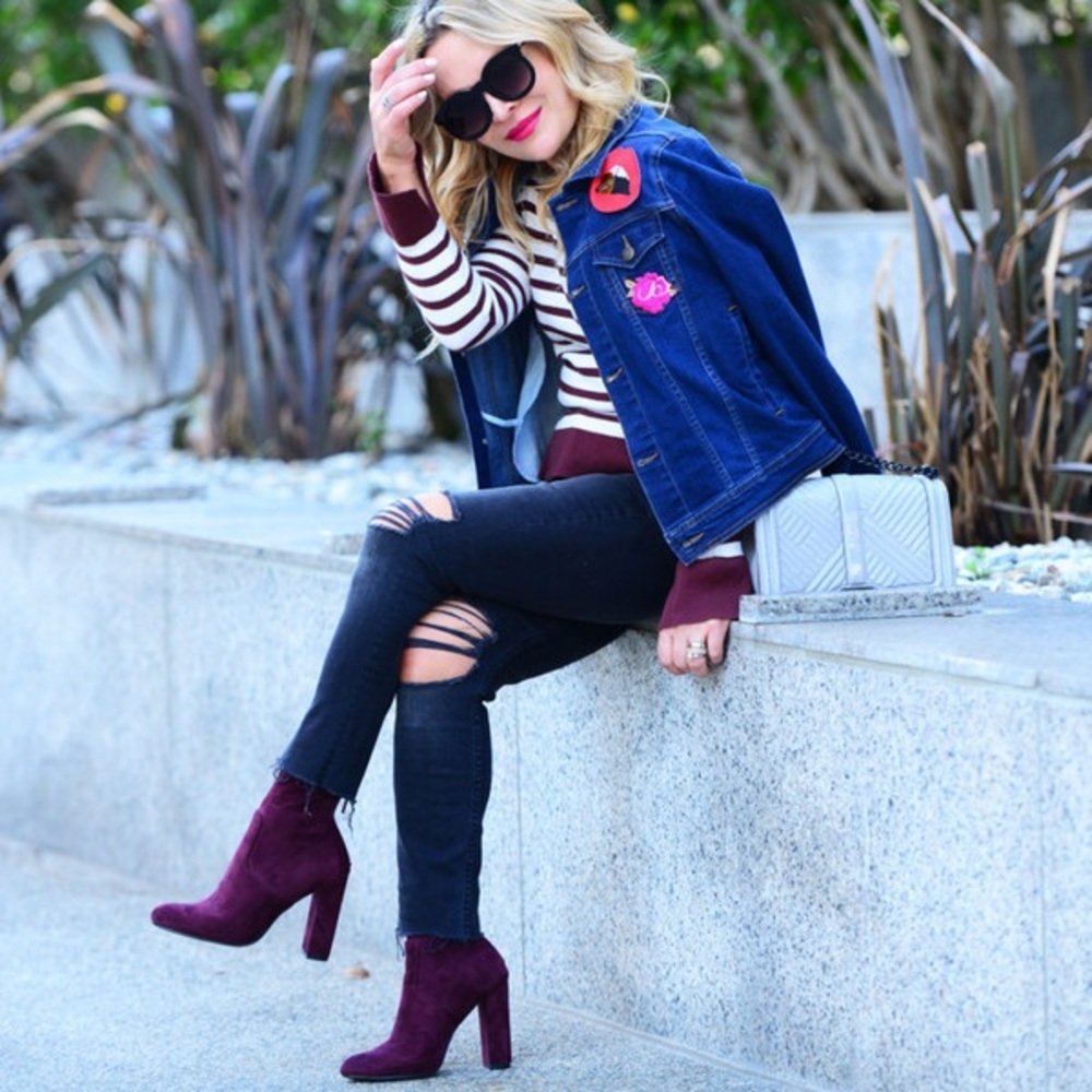 SALE❗️🆕 Burgundy Velvet Booties_2