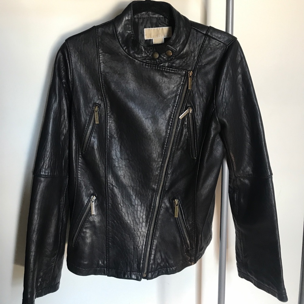 Michael Kors Leather Moto Jacket- Size L