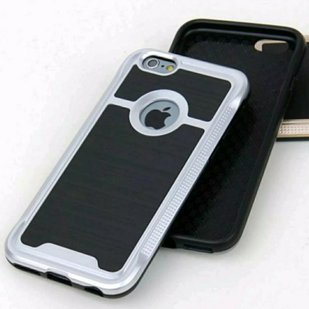 Iphone silver and black hybrid phone case