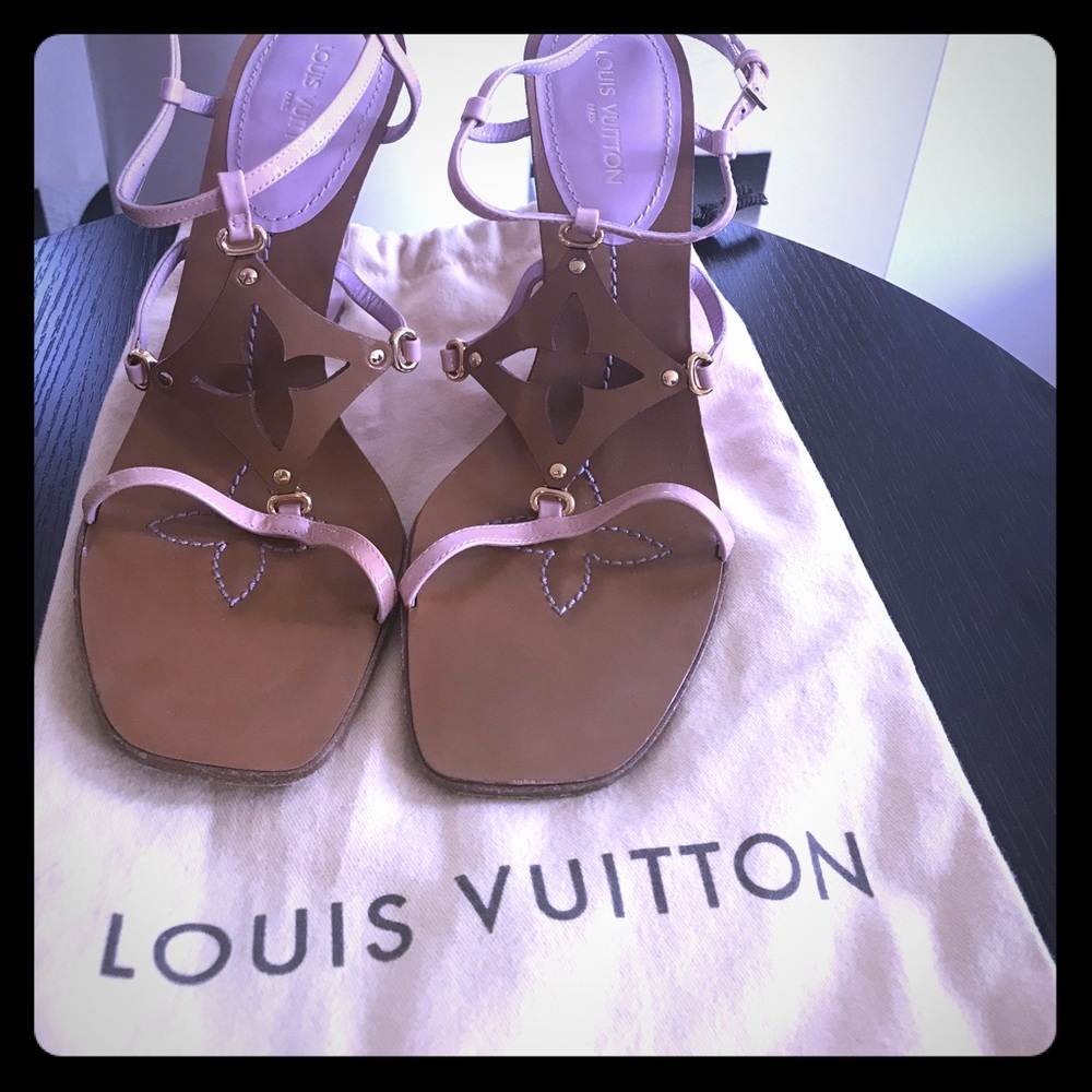 Louis Vuitton Patent “Capricieuse” Wedge Sandals