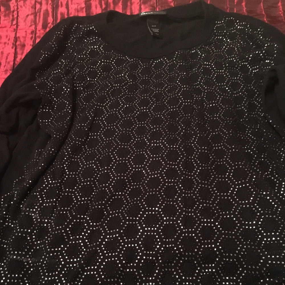 Scoop Neck Black sweater with cute metallic design