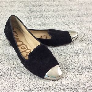 Sam Edelman Aster black suede cap toe flats 10